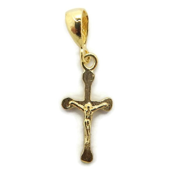 Pommee Cross With Jesus Christ Charm Pendant 14k G